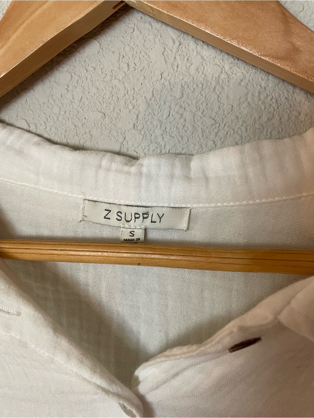 Z Supply White Gauze Button-Front Collared Crop Blouse Dolman Sleeve Boho Summer - Picture 5 of 7